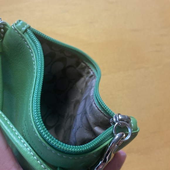Green leather coach wristlet - like new - Picture 3 of 3